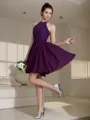 A-line Pretty Halter Sleeveless Short/Mini Chiffon Bridesmaid Dress With Lace