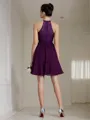 A-line Pretty Halter Sleeveless Short/Mini Chiffon Bridesmaid Dress With Lace