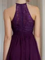 A-line Pretty Halter Sleeveless Short/Mini Chiffon Bridesmaid Dress With Lace