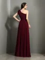 A-line One-Shoulder Charming Sleeveless Floor-Length Chiffon Bridesmaid Dress With Pleats