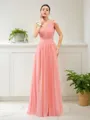 A-line One-Shoulder Sleeveless Floor-Length Exquisite Chiffon Bridesmaid Dress With Pleats