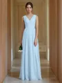 A-line V-Neck Sleeveless Floor-Length Graceful Chiffon Bridesmaid Dress With Ruched