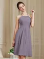 Timeless A-line Halter Sleeveless Short/Mini Chiffon Bridesmaid Dress With Ruched