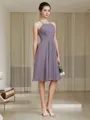 Timeless A-line Halter Sleeveless Short/Mini Chiffon Bridesmaid Dress With Ruched