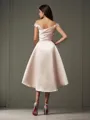 A-line Off-the-Shoulder Sleeveless Asymmetrical Feminine Satin Bridesmaid Dress