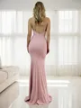 Sheath/Column V-Neck Sleek Sleeveless Sweep Train Stretch Crepe Bridesmaid Dress
