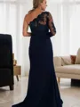 Sheath/Column Streamlined One-Shoulder Long Sleeves Sweep Train Stretch Crepe Bridesmaid Dress