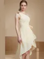 A-line One-Shoulder Sleeveless Charming Asymmetrical Chiffon Bridesmaid Dress With Layers