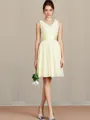 A-line V-Neck Sleeveless Short/Mini Stunning Chiffon Bridesmaid Dress With Sash
