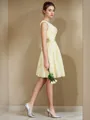A-line V-Neck Sleeveless Short/Mini Stunning Chiffon Bridesmaid Dress With Sash
