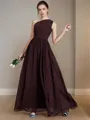 A-line One-Shoulder Sleeveless Floor-Length Chiffon Dreamy Bridesmaid Dress With Ruched