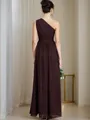 A-line One-Shoulder Sleeveless Floor-Length Chiffon Dreamy Bridesmaid Dress With Ruched
