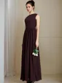 A-line One-Shoulder Sleeveless Floor-Length Chiffon Dreamy Bridesmaid Dress With Ruched