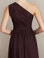 A-line One-Shoulder Sleeveless Floor-Length Chiffon Dreamy Bridesmaid Dress With Ruched