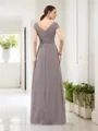 Perfect A-line V-Neck Short Sleeves Floor-Length Chiffon Bridesmaid Dress With Pleats