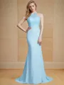 Trumpet/Mermaid Scoop Sleeveless Sweep Train Chiffon Alluring Bridesmaid Dress