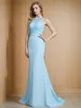 Trumpet/Mermaid Scoop Sleeveless Sweep Train Chiffon Alluring Bridesmaid Dress