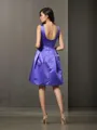 Unique A-line Scoop Sleeveless Knee-Length Satin Bridesmaid Dress