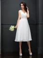 Elegant A-line V-Neck Sleeveless Knee-Length Chiffon Bridesmaid Dress With Sash