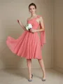 A-line One-Shoulder Sleeveless Short/Mini Chiffon Modest Bridesmaid Dress With Ruched