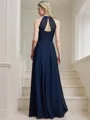 Chic A-line Halter Sleeveless Floor-Length Chiffon Bridesmaid Dress With Ruched