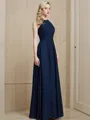 Chic A-line Halter Sleeveless Floor-Length Chiffon Bridesmaid Dress With Ruched