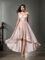Sheath/Column Sleeveless Contemporary Asymmetrical Silk like Satin Bridesmaid Dress