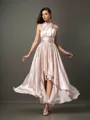 Sheath/Column Sleeveless Contemporary Asymmetrical Silk like Satin Bridesmaid Dress
