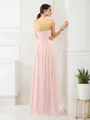 A-line Strapless Sleeveless Floor-Length Chiffon Refined Bridesmaid Dress With Pleats