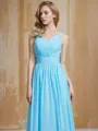 A-line V-Neck Sleeveless Floor-Length Chic Chiffon Bridesmaid Dress