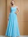 A-line V-Neck Sleeveless Floor-Length Chic Chiffon Bridesmaid Dress