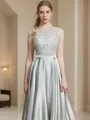 A-line Bateau Sleeveless Asymmetrical Silk like Satin Fashion Bridesmaid Dress With Ruffles