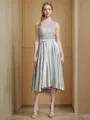 A-line Bateau Sleeveless Asymmetrical Silk like Satin Fashion Bridesmaid Dress With Ruffles