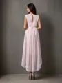 A-line Scoop Sleeveless Asymmetrical Charming Chiffon Bridesmaid Dress With Sash