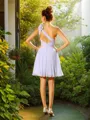 A-line One-Shoulder Sleeveless Short/Mini Chiffon Delicate Bridesmaid Dress With Hand-Made Flower