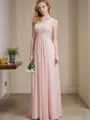 A-line V-Neck Sleeveless Floor-Length Chiffon Classy Bridesmaid Dress With Ruched