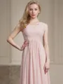 A-line V-Neck Sleeveless Floor-Length Chiffon Classy Bridesmaid Dress With Ruched