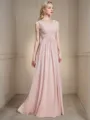 A-line V-Neck Sleeveless Floor-Length Chiffon Classy Bridesmaid Dress With Ruched