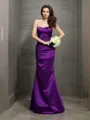 Trumpet/Mermaid Sophisticated Strapless Sleeveless Floor-Length Satin Bridesmaid Dress With Pleats