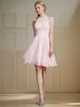 A-line Scoop Elegant Sleeveless Knee-Length Chiffon Bridesmaid Dress