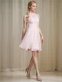 A-line Scoop Elegant Sleeveless Knee-Length Chiffon Bridesmaid Dress