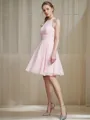A-line Scoop Elegant Sleeveless Knee-Length Chiffon Bridesmaid Dress