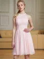 A-line Scoop Elegant Sleeveless Knee-Length Chiffon Bridesmaid Dress
