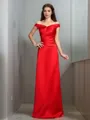 Sheath/Column Exquisite Off-the-Shoulder Sleeveless Floor-Length Satin Bridesmaid Dress