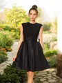 Timeless A-line High Neck Sleeveless Short/Mini Satin Bridesmaid Dress With Bowknot