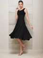 A-line Dreamy Straps Sleeveless Knee-Length Chiffon Bridesmaid Dress With Pleats