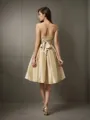 A-line Strapless Sleeveless Knee-Length Charming Taffeta Bridesmaid Dress