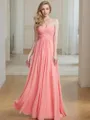 A-line Sweetheart Sleeveless Modest Floor-Length Chiffon Bridesmaid Dress