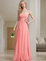 A-line Sweetheart Sleeveless Modest Floor-Length Chiffon Bridesmaid Dress