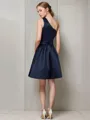 A-line Subtle One-Shoulder Sleeveless Short/Mini Satin Bridesmaid Dress